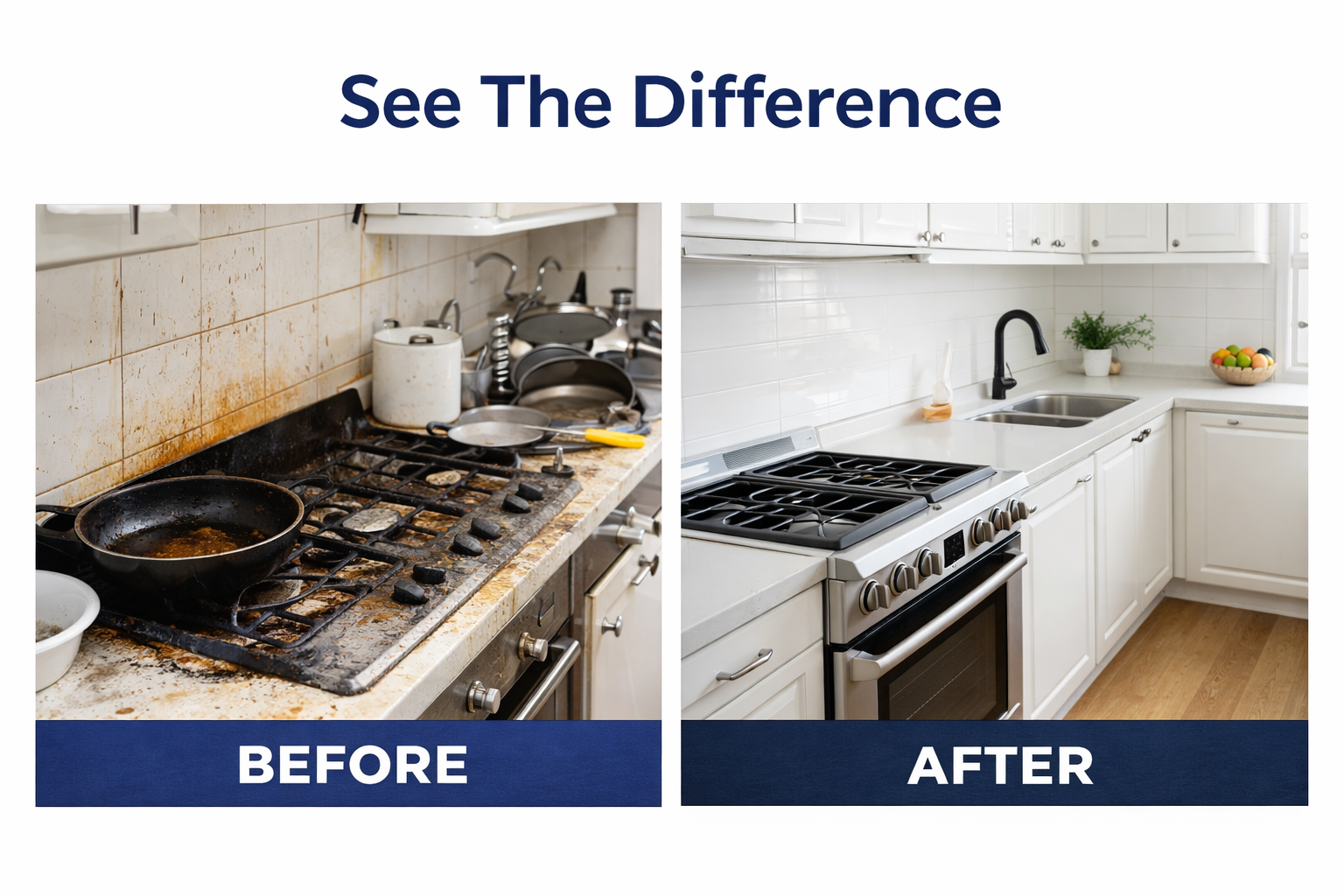 Before and after kitchen deep cleaning in HSR Layout by RJ Deep Cleaning